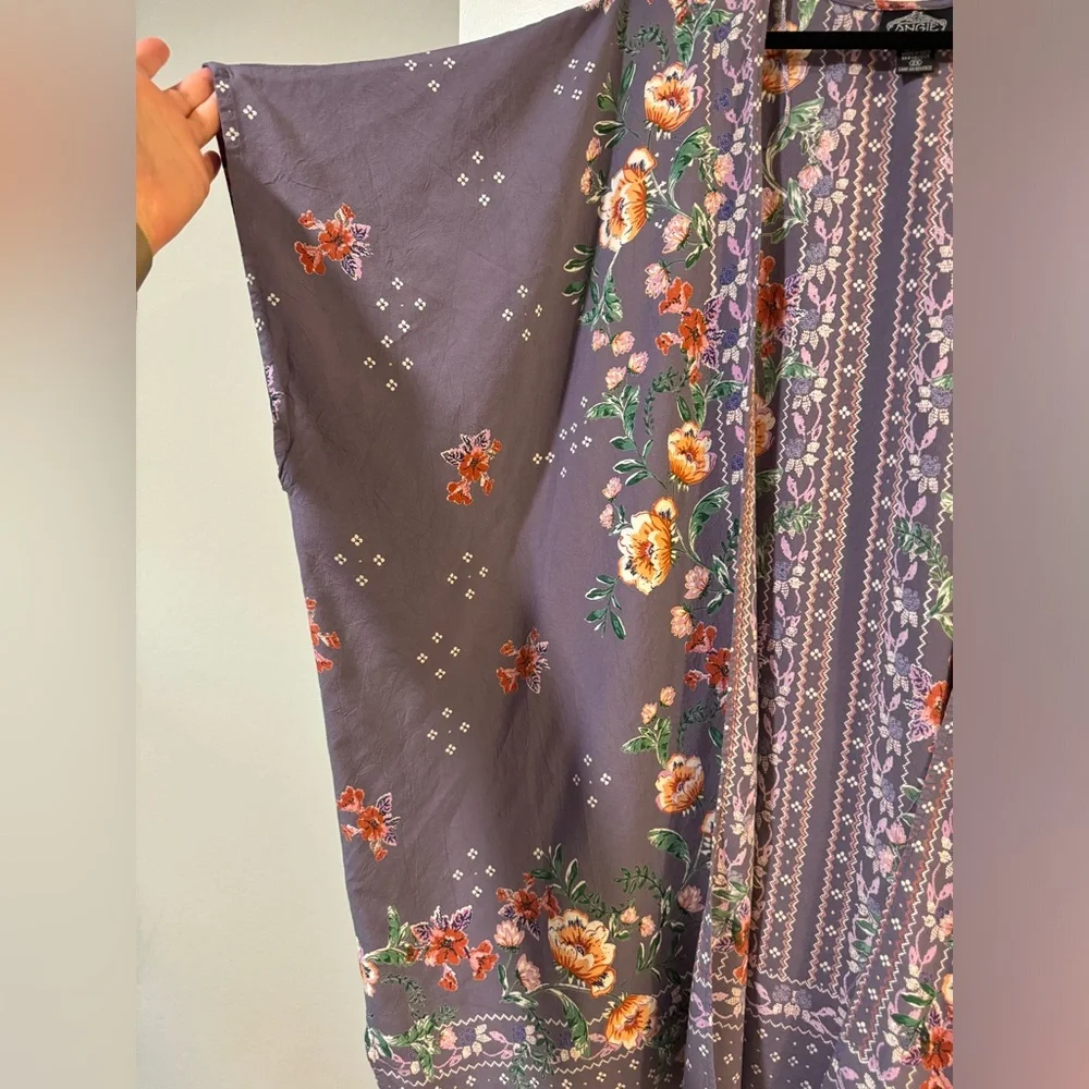 Angie Purple Floral Kimono Top - Picture 3 of 3